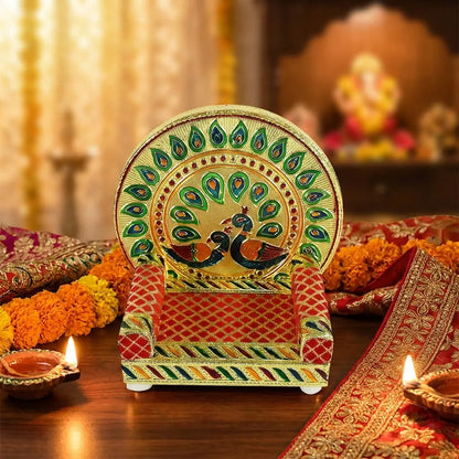 Meenakari Work Laddu Gopal Singhasan For Pooja Mandir (2 Pc Set)
