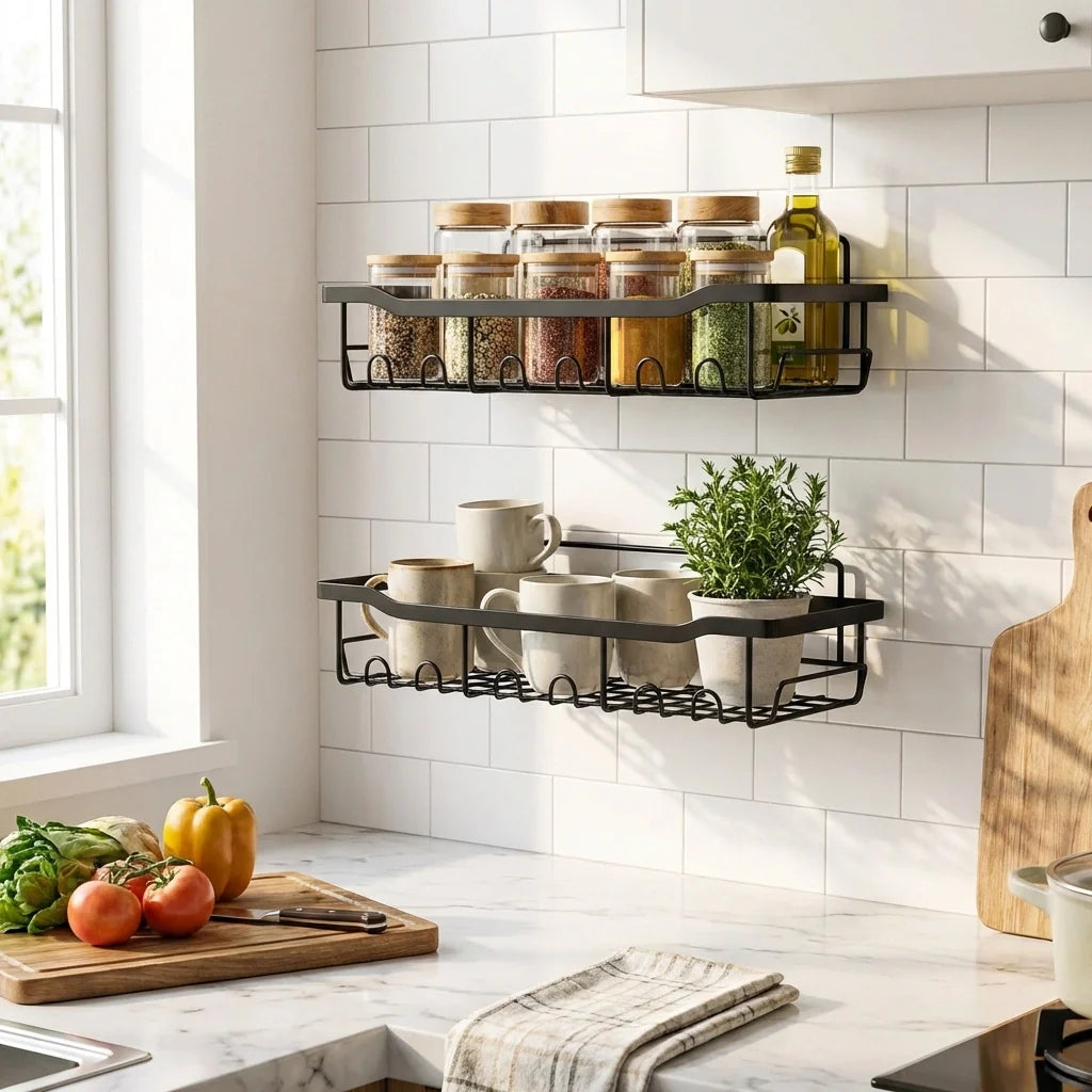 No-Drill Shower Shelf Combo