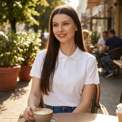 Classic White Cotton Polo Neck T-Shirt