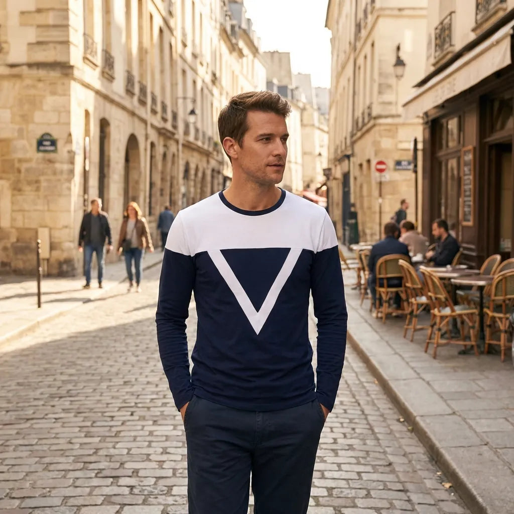 Cotton Blend Stripes Full Sleeves T-Shirts