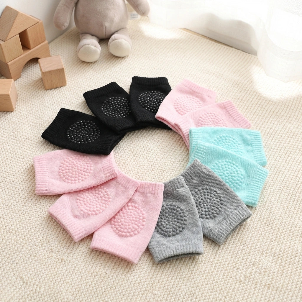 2 Pair Baby Crawling Elbow pad Baby Leg Warmer Baby Kneecap (Multi Color)