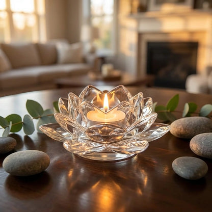 Glass Lotus Flower Tea Light