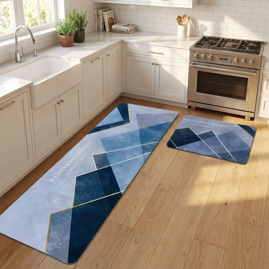 Rubber Floor Mat with Runner Geometric Pattern