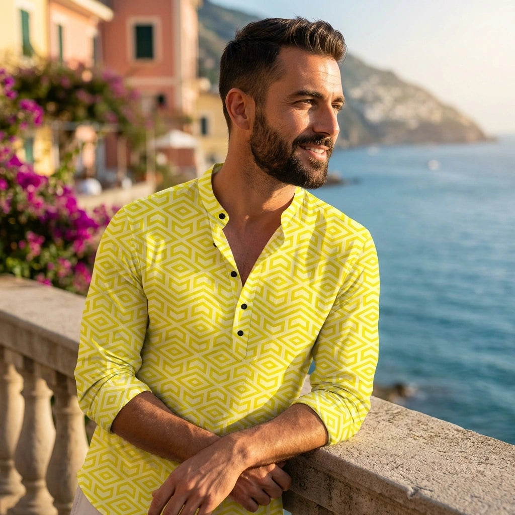 Yellow Printed Cotton Shirt