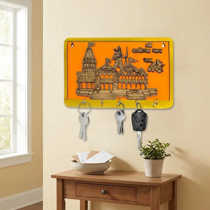 Shree Ram Mandir Ayodhya Model Wooden Key Holder