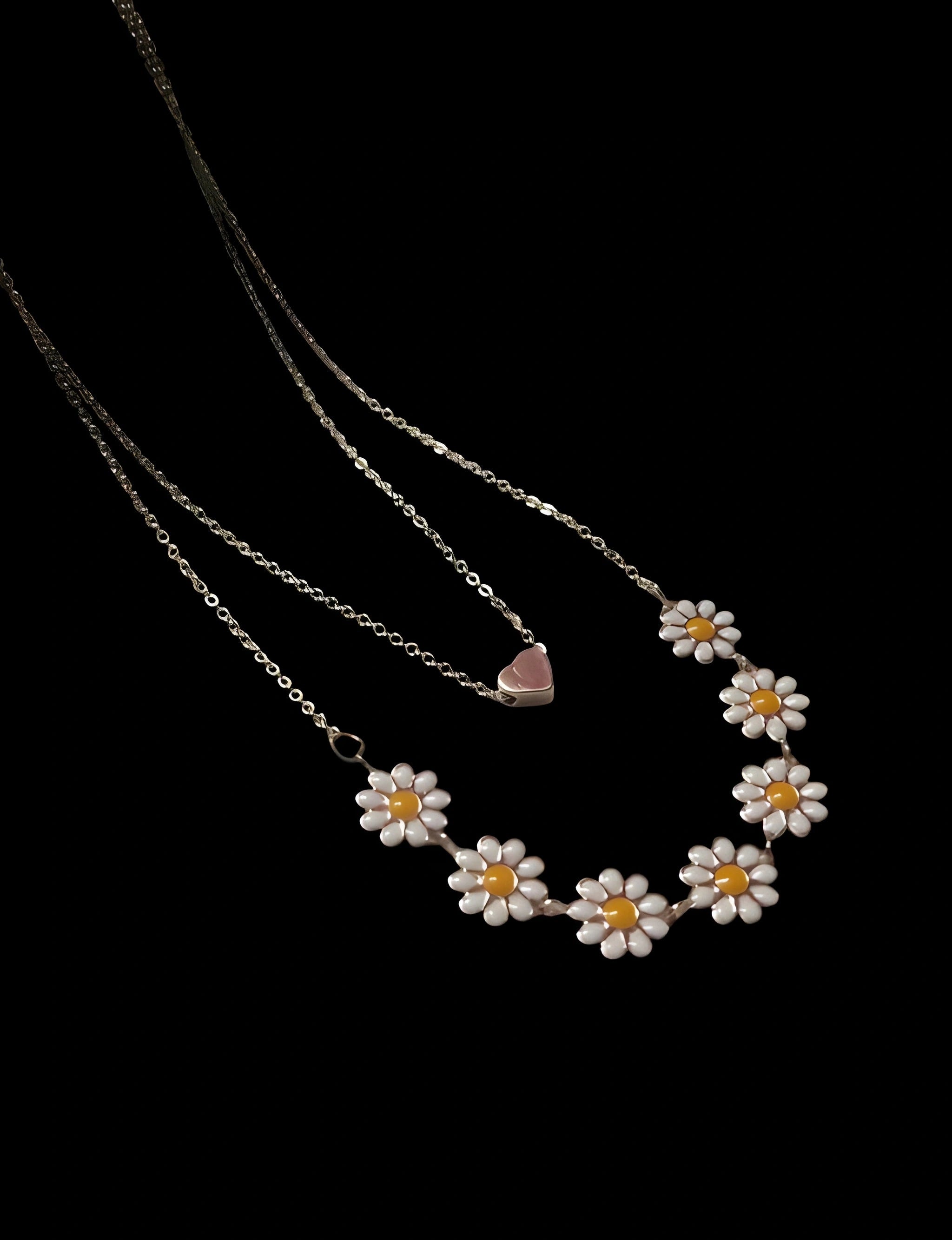 Daisy Heart Layered Necklace