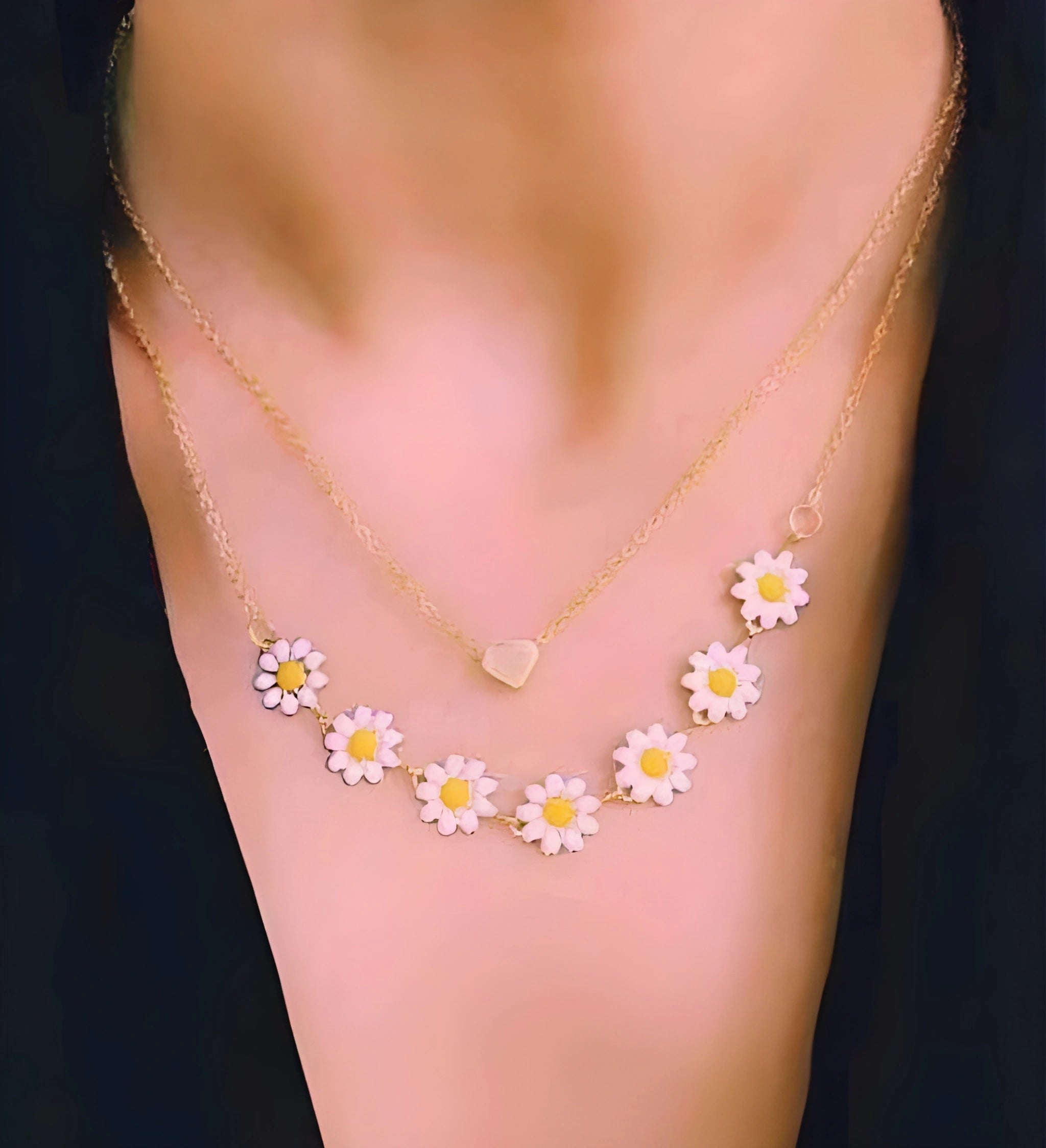 Daisy Heart Layered Necklace
