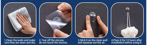 Self Adhesive Waterproof Transparent Hooks for Wall (Pack of 15)