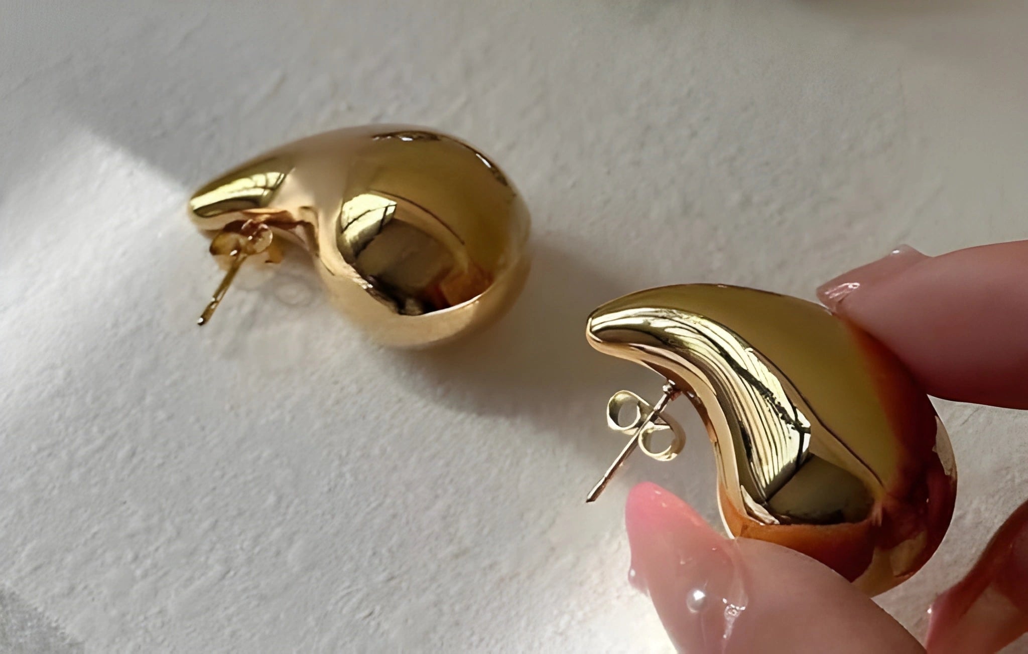 Gold Teardrop Statement Earrings