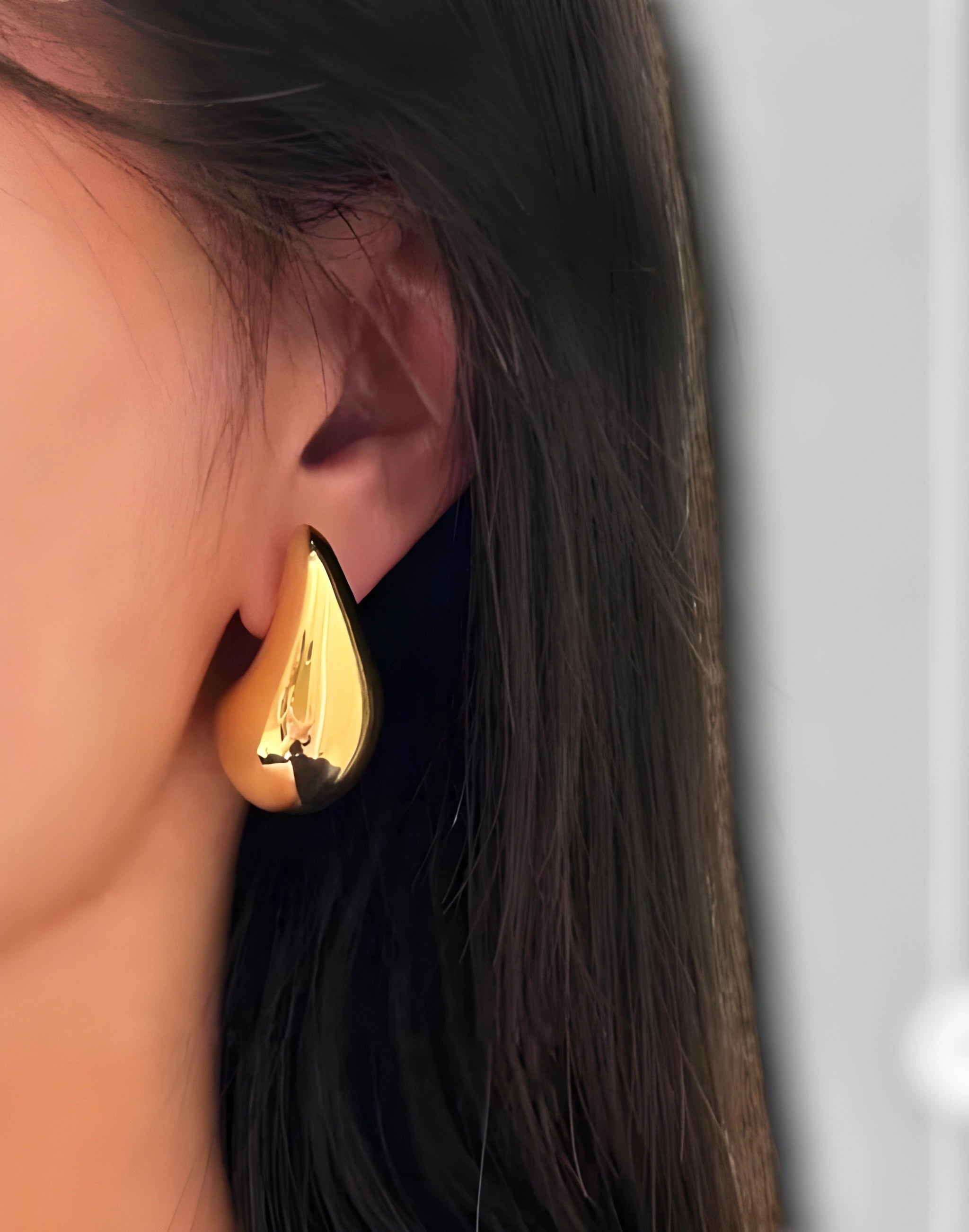 Gold Teardrop Statement Earrings