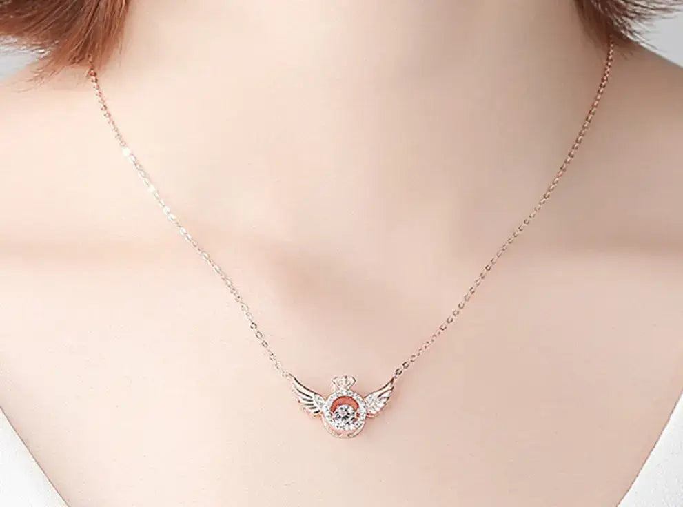 Rose Gold Angel Wings Pendant Chain