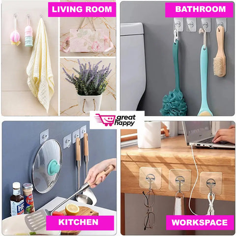 Self Adhesive Waterproof Transparent Hooks for Wall (Pack of 15)