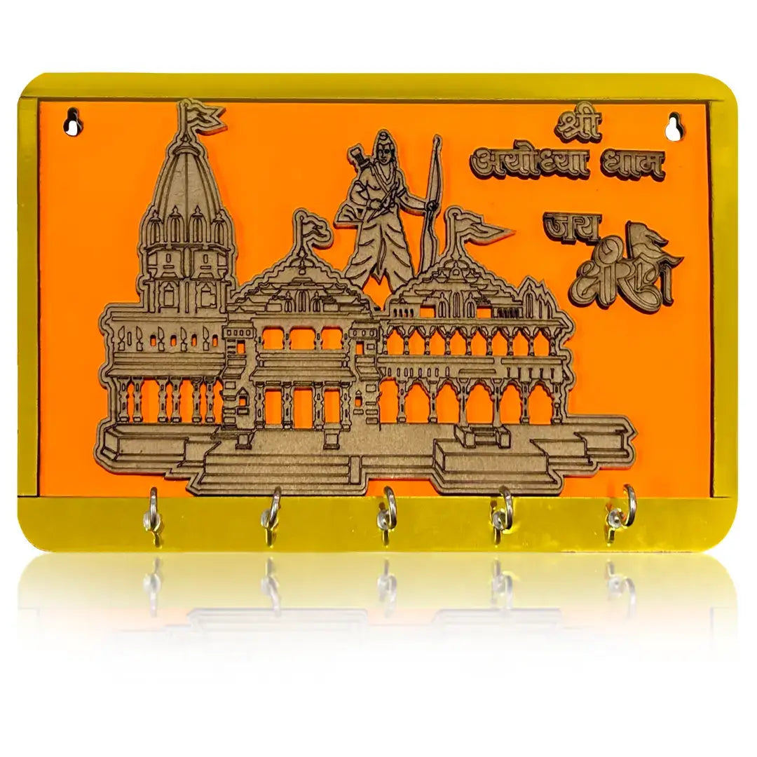 Shree Ram Mandir Ayodhya Model Wooden Key Holder