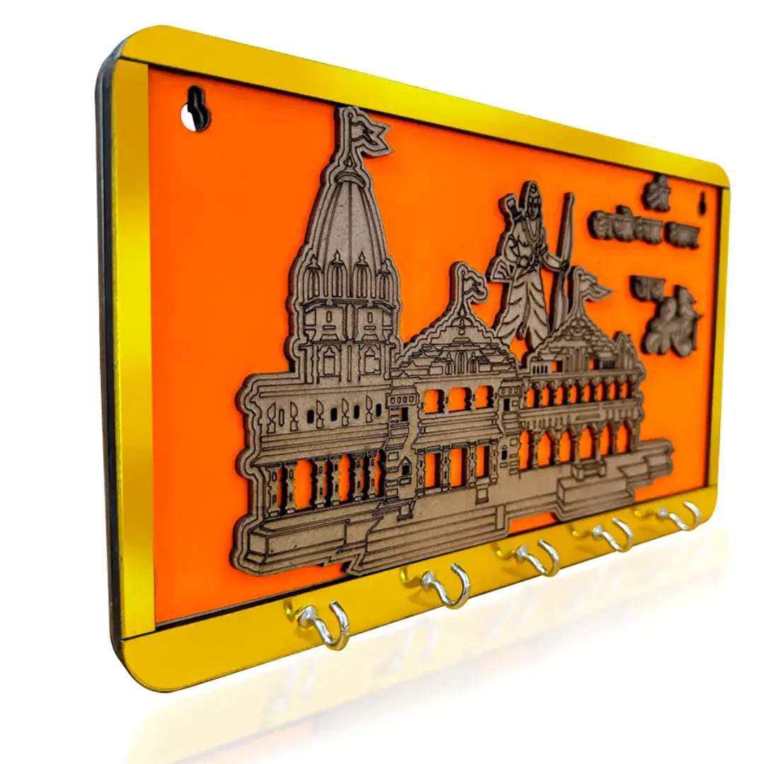 Shree Ram Mandir Ayodhya Model Wooden Key Holder