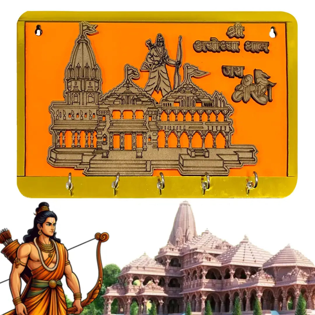 Shree Ram Mandir Ayodhya Model Wooden Key Holder