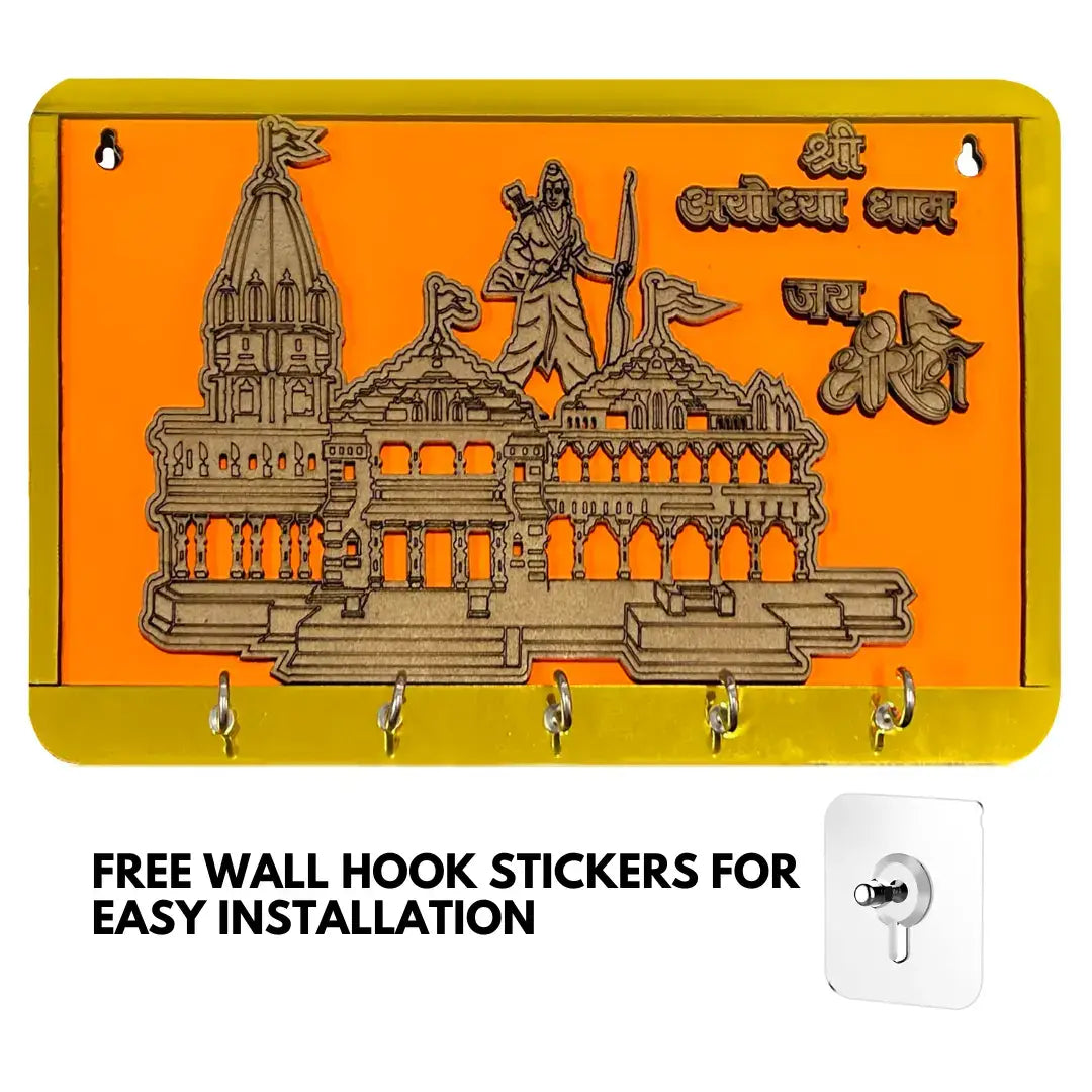 Shree Ram Mandir Ayodhya Model Wooden Key Holder