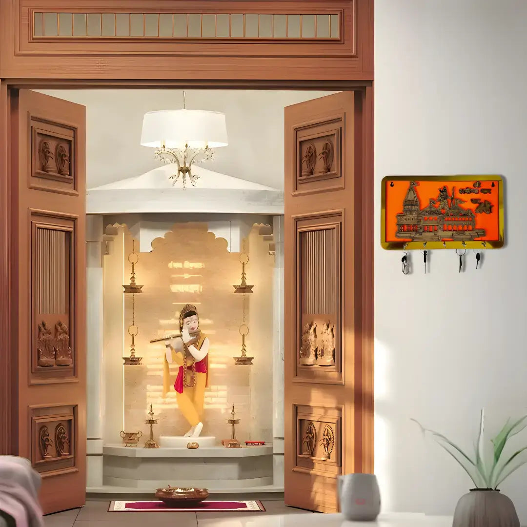 Shree Ram Mandir Ayodhya Model Wooden Key Holder