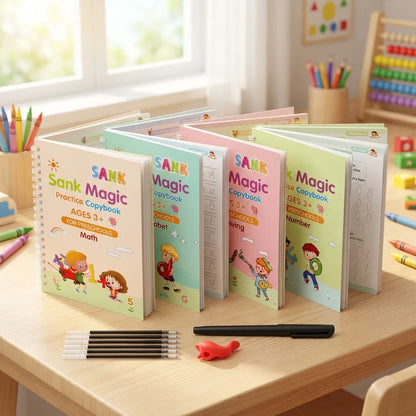 Sank Magic Practice Copybook (4 BOOKS,1 PEN,1 GRIP,10 REFILL)