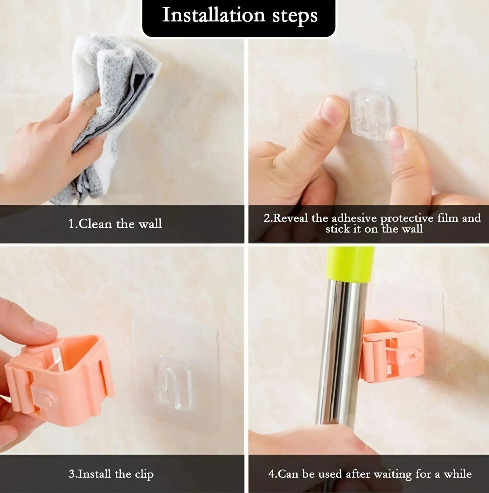 Self Adhesive Mop Hooks (4 Pack)