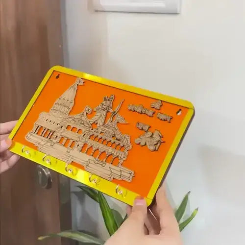 Shree Ram Mandir Ayodhya Model Wooden Key Holder