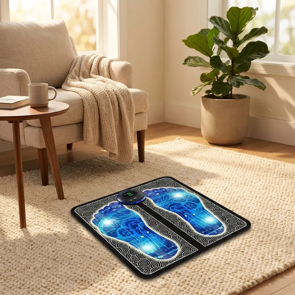 Wireless Electric Foot Massager Mat – Foldable & Portable with 8 Modes