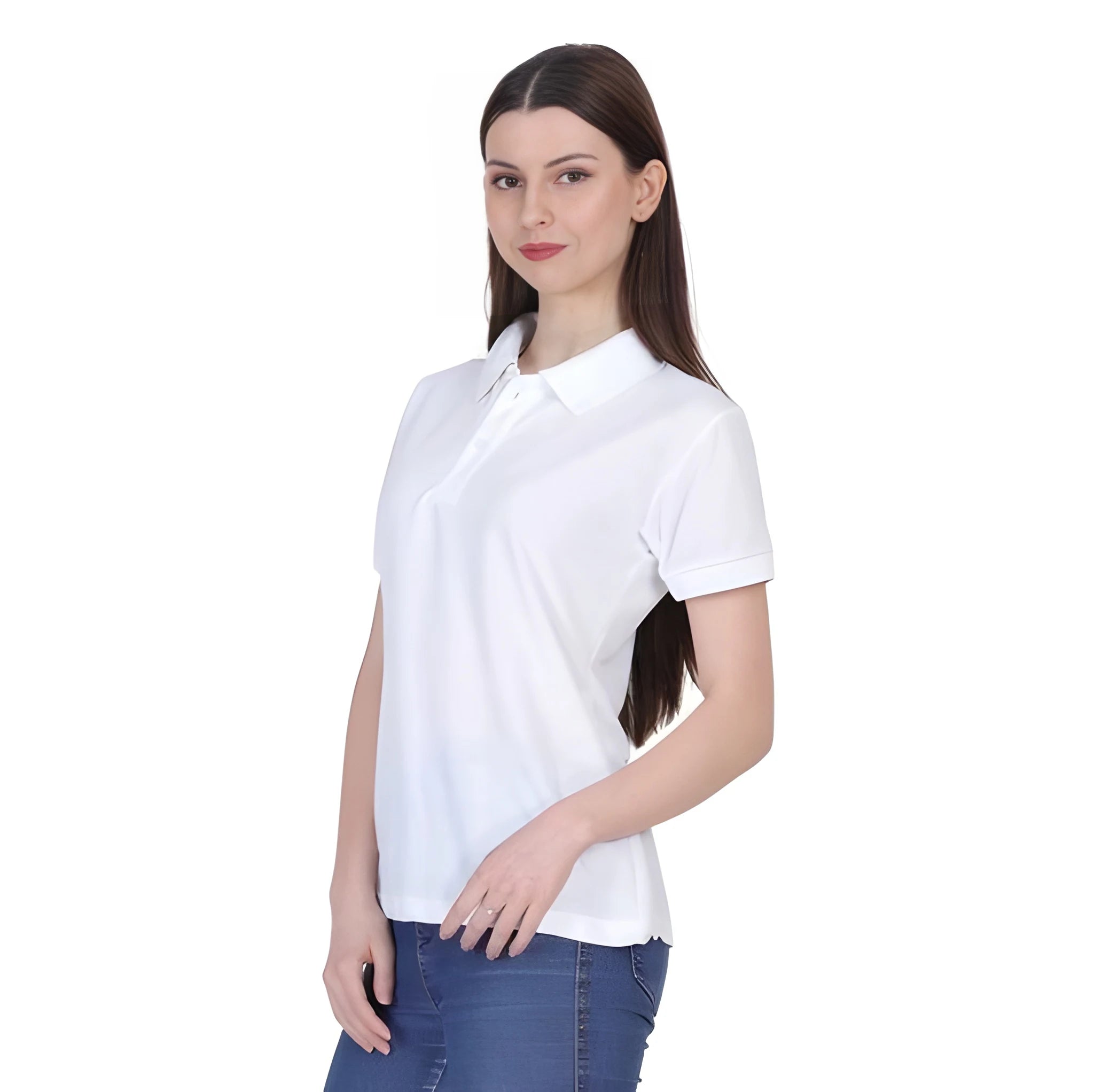 Classic White Cotton Polo Neck T Shirt