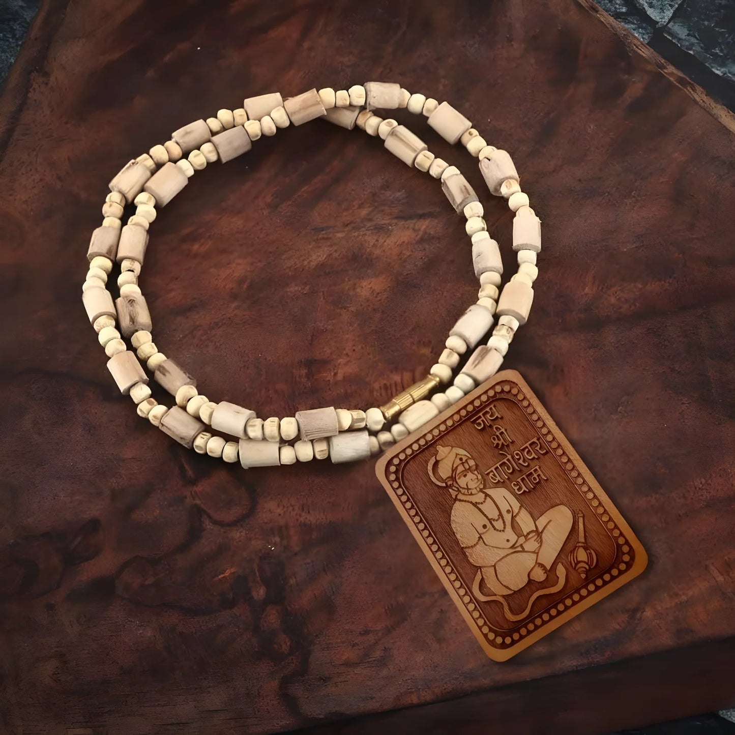 Bageshwar Dham Tulsi Mala with Wooden Hanumanji Locket jewelry
