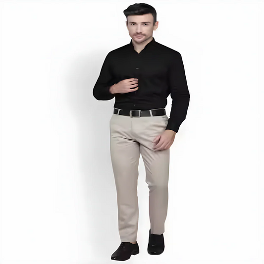 Beige Stretch Formal Trousers clothing