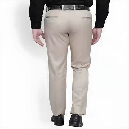 Beige Stretch Formal Trousers clothing