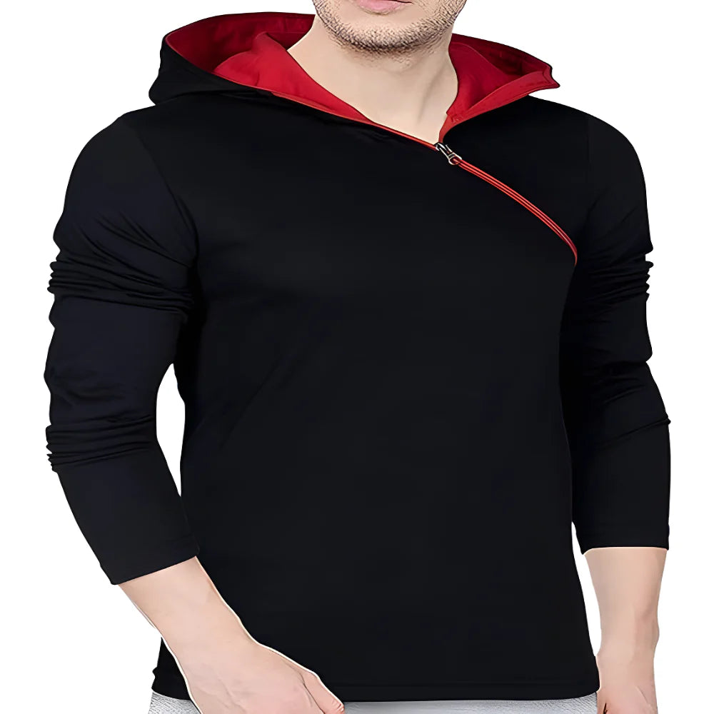 Black Cotton Hoodie Duo clothing