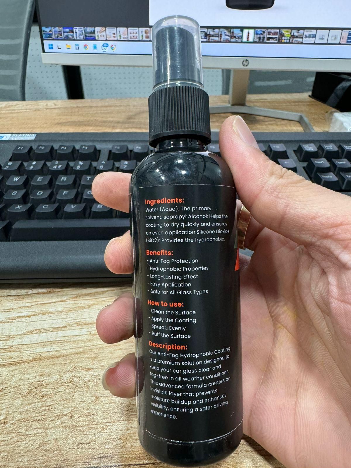 Car Glass Anti Fog Hydrophobic Coating 100ml(Pack Of 1)