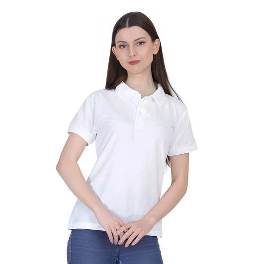 Classic White Cotton Polo Neck T Shirt