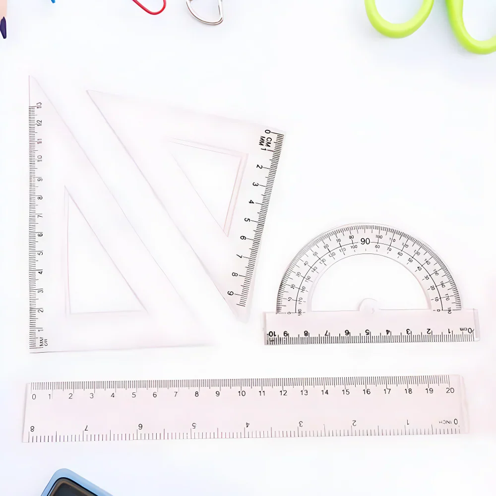 Clear Plastic Geometry Set with Protractor and Triangle Ruler – Dual ...