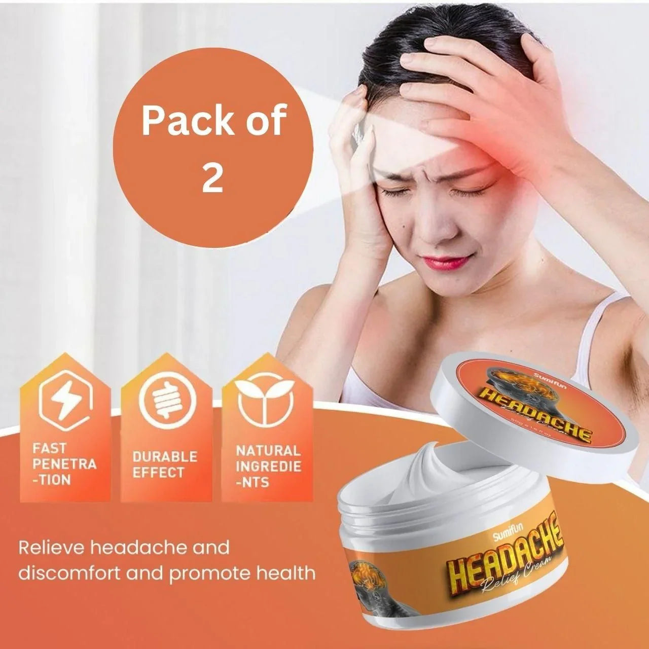 Sumifun Cooling Cream – 50g Pack of 2 Headache Relief Cream