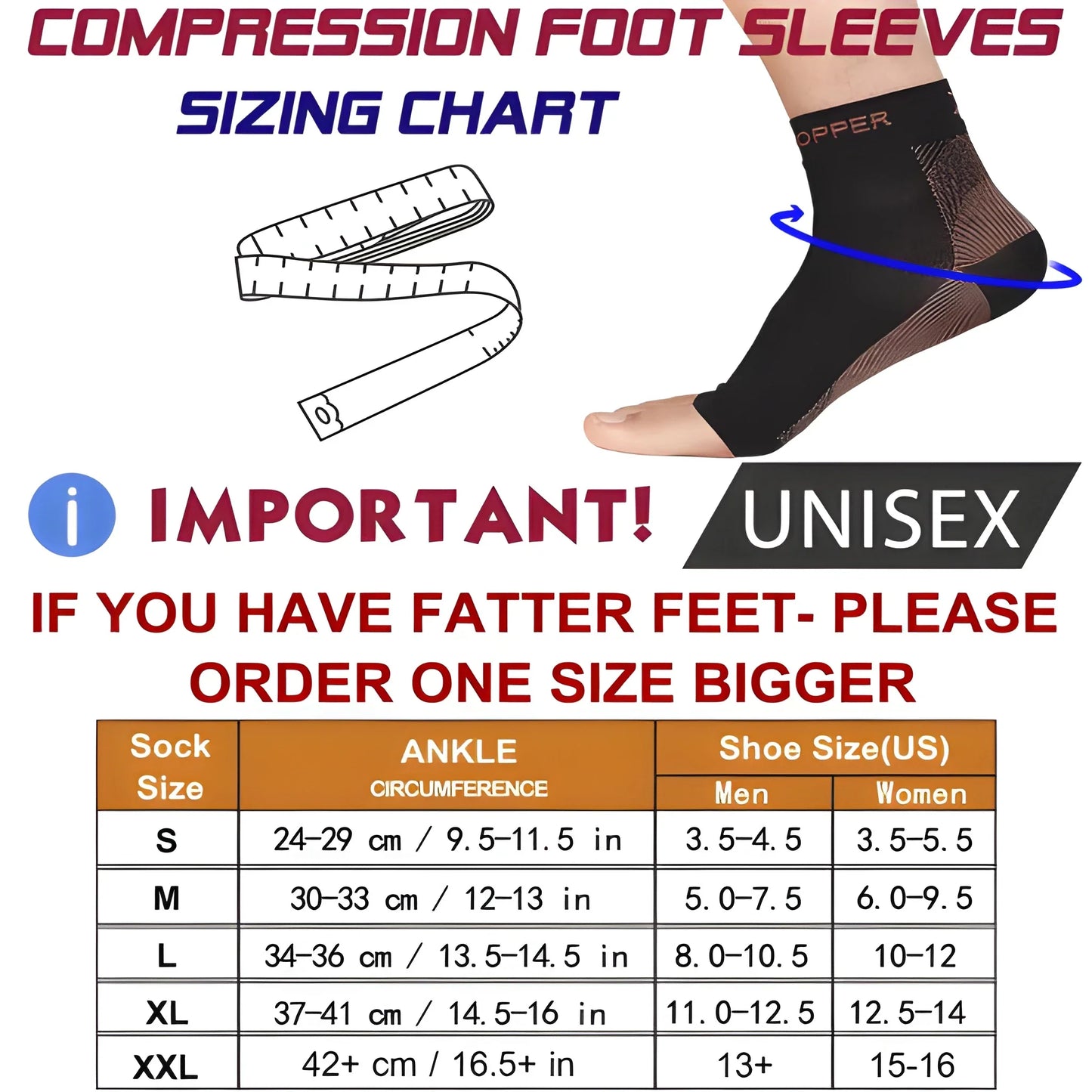 Copper Recovery Foot Sleeves