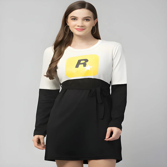 Cotton Printed T Shirt Dress