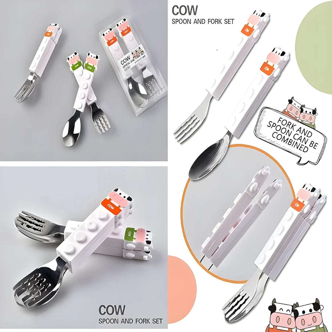 Cow Shaped Grip Spoon and Fork