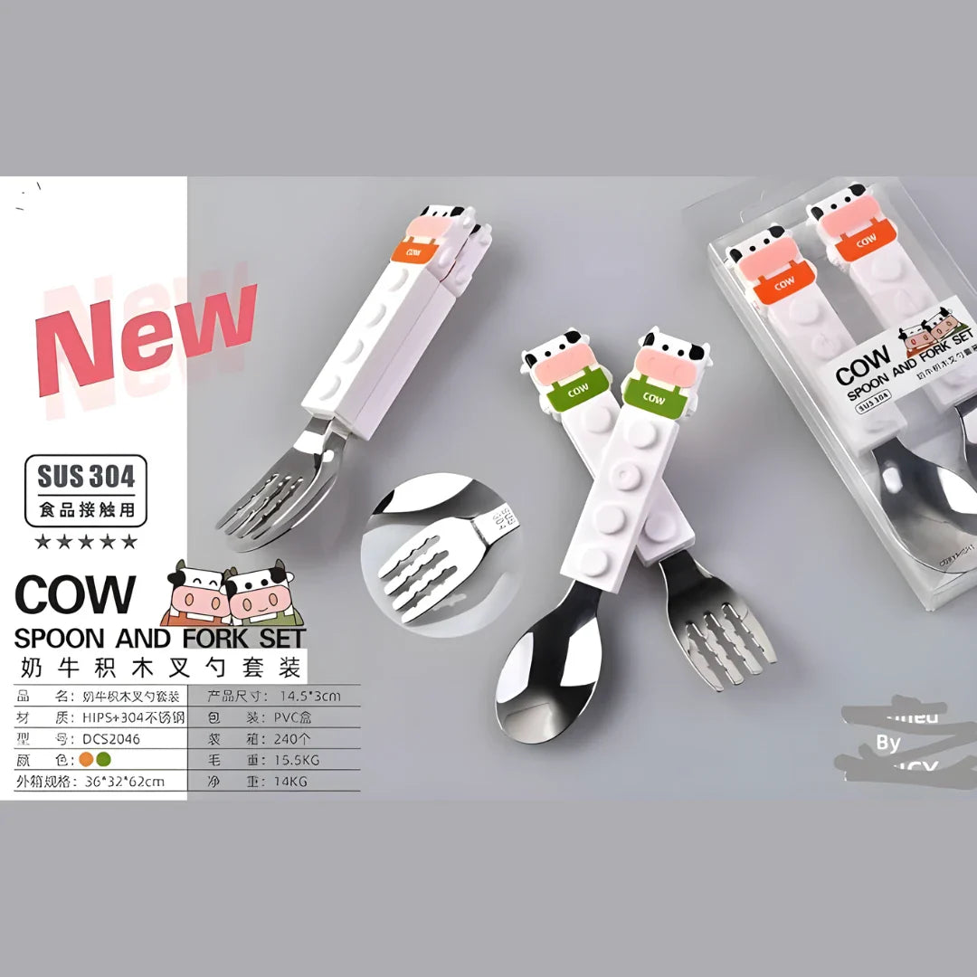 Cow Shaped Grip Spoon and Fork