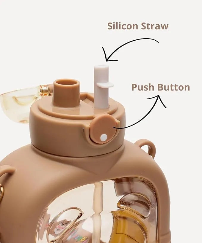 Cute Sipper Water Bottle with Straw and Strap