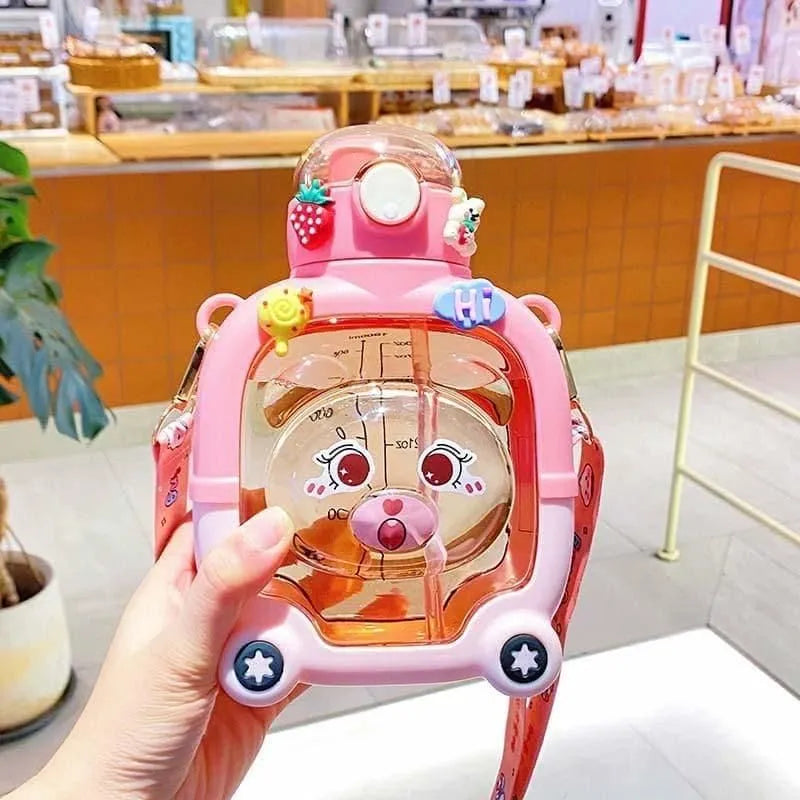 Cute Sipper Water Bottle with Straw and Strap Water Bottles