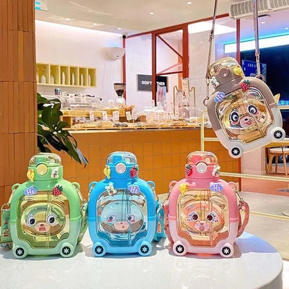 Cute Sipper Water Bottle with Straw and Strap Water Bottles