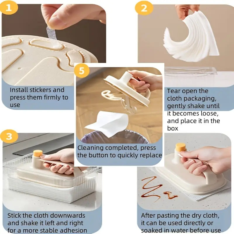 Disposable Magic Wipes Cleaning Brush with Handle Home & Kitchen