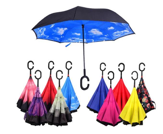 Double Layer Strong waterproof Umbrella with C Shape Handle