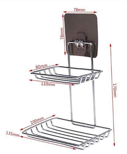 Double Layered Stainless Steel Soaps Storage Rack with Hook