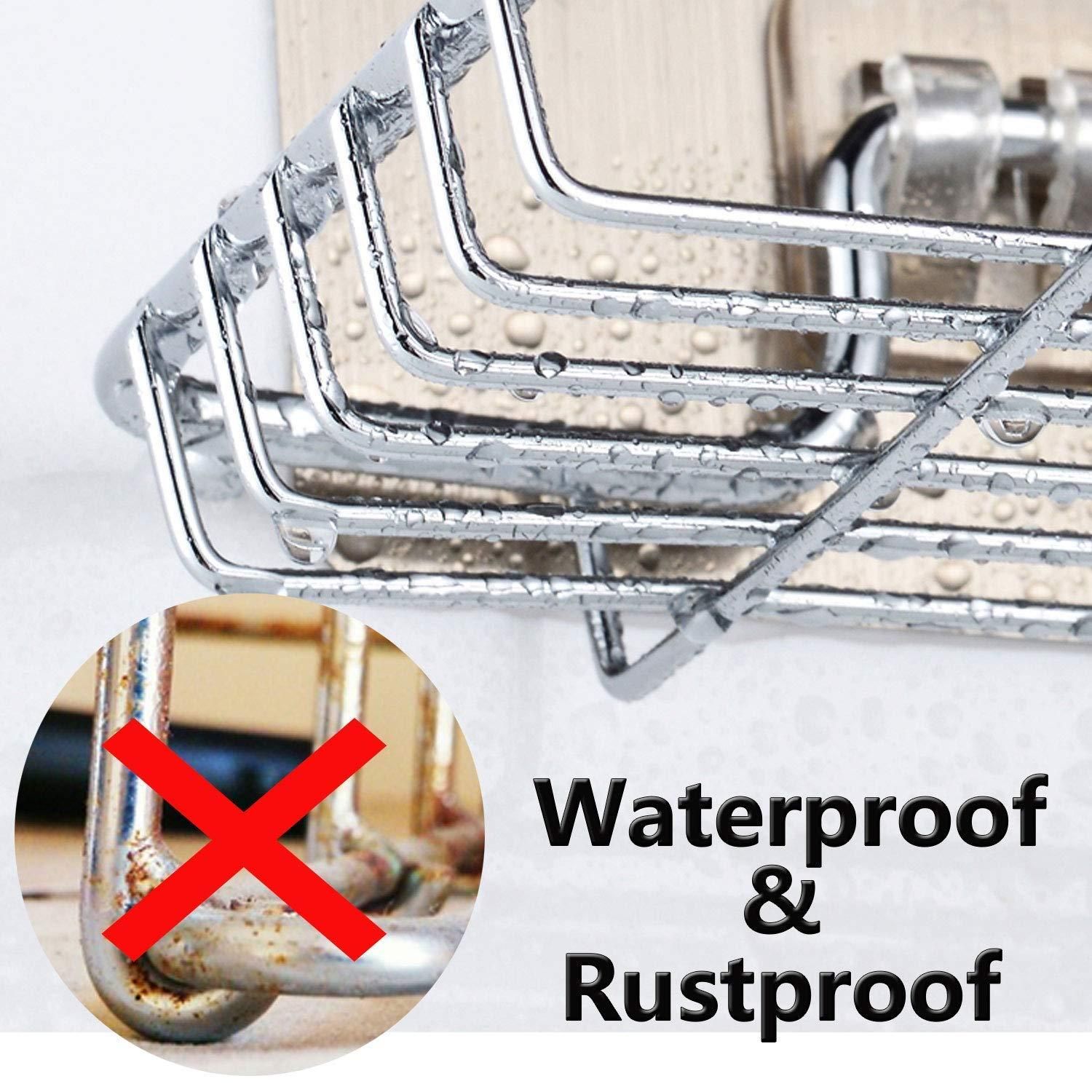 Double Layered Stainless Steel Soaps Storage Rack with Hook