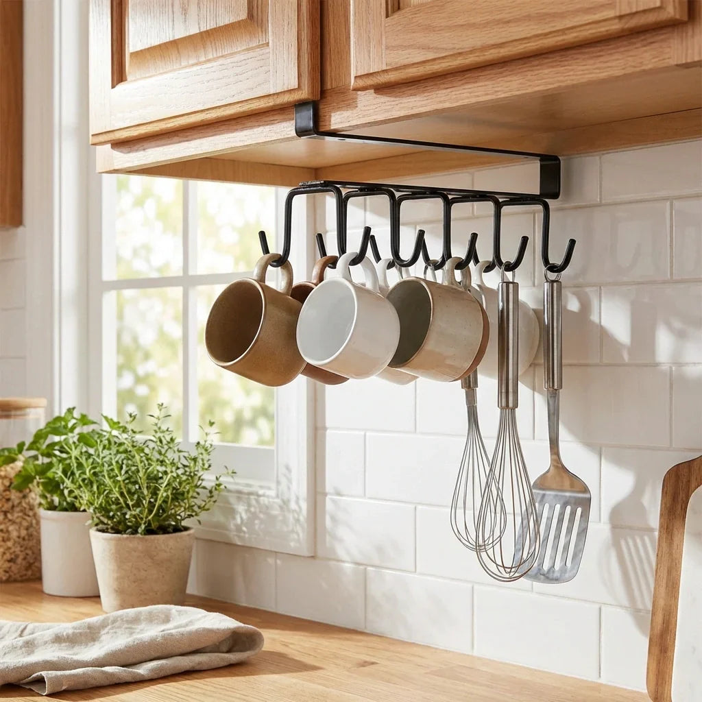 Best double-row iron hanger 6 hooks - kitchen cabinet organizers | 2026 | fast shipping