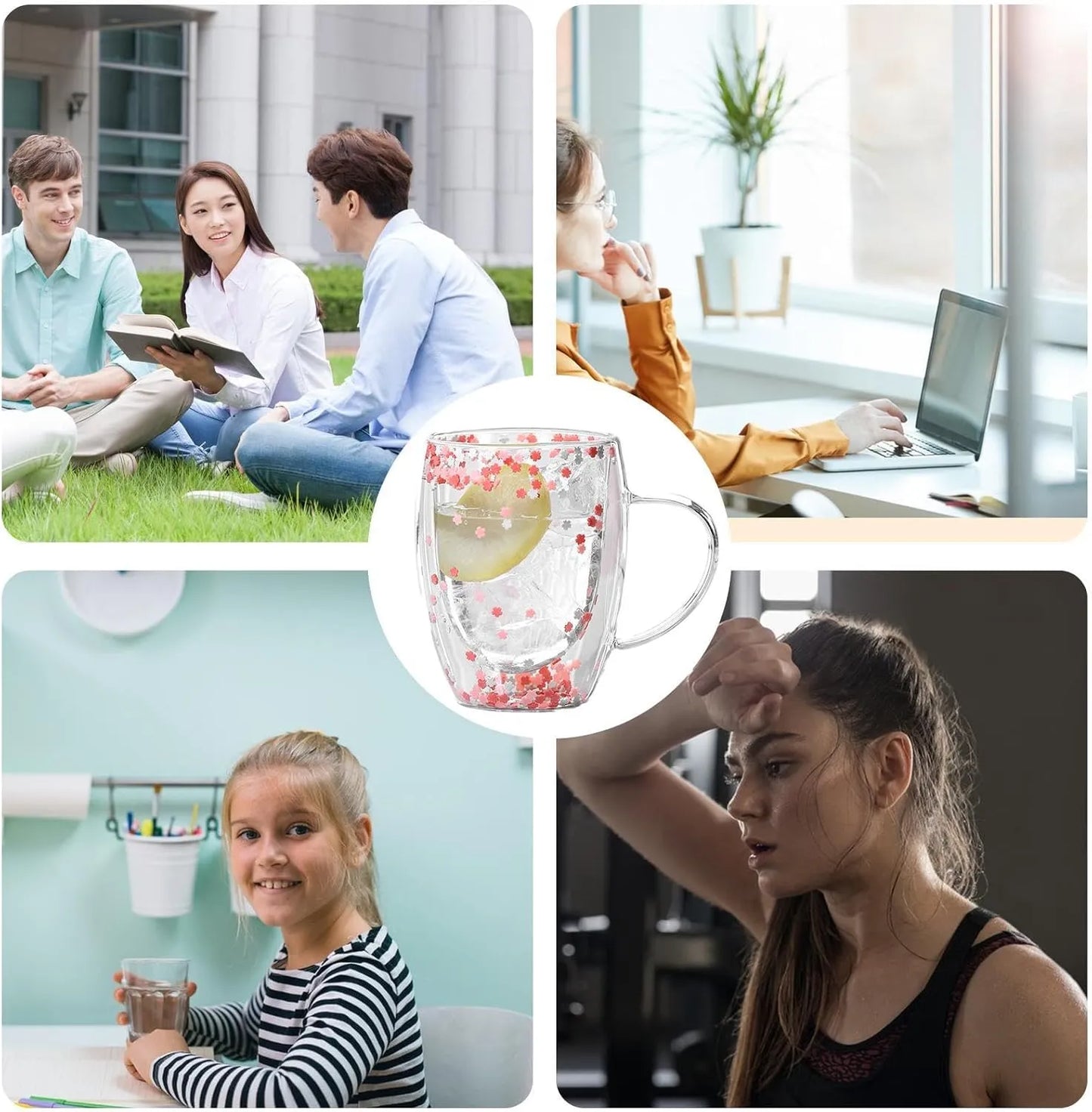 Double Walled Glass Mugs Home & Kitchen