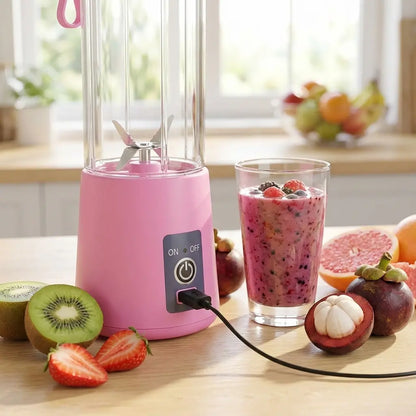 Portable Electric USB Juice Maker Bottle | Blender Grinder Mixer | Rechargeable Bottle with 6 Blades With Magnate