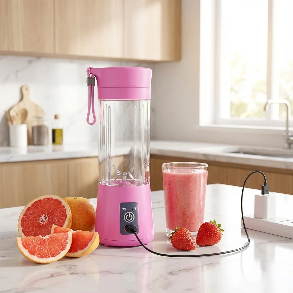 Portable Electric USB Juice Maker Bottle | Blender Grinder Mixer | Rechargeable Bottle with 6 Blades With Magnate