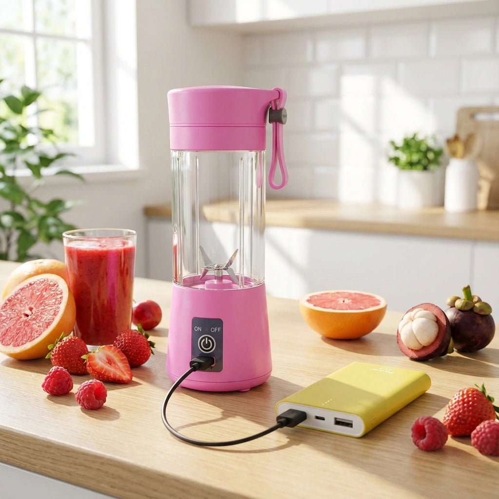 Portable Electric USB Juice Maker Bottle | Blender Grinder Mixer | Rechargeable Bottle with 6 Blades With Magnate